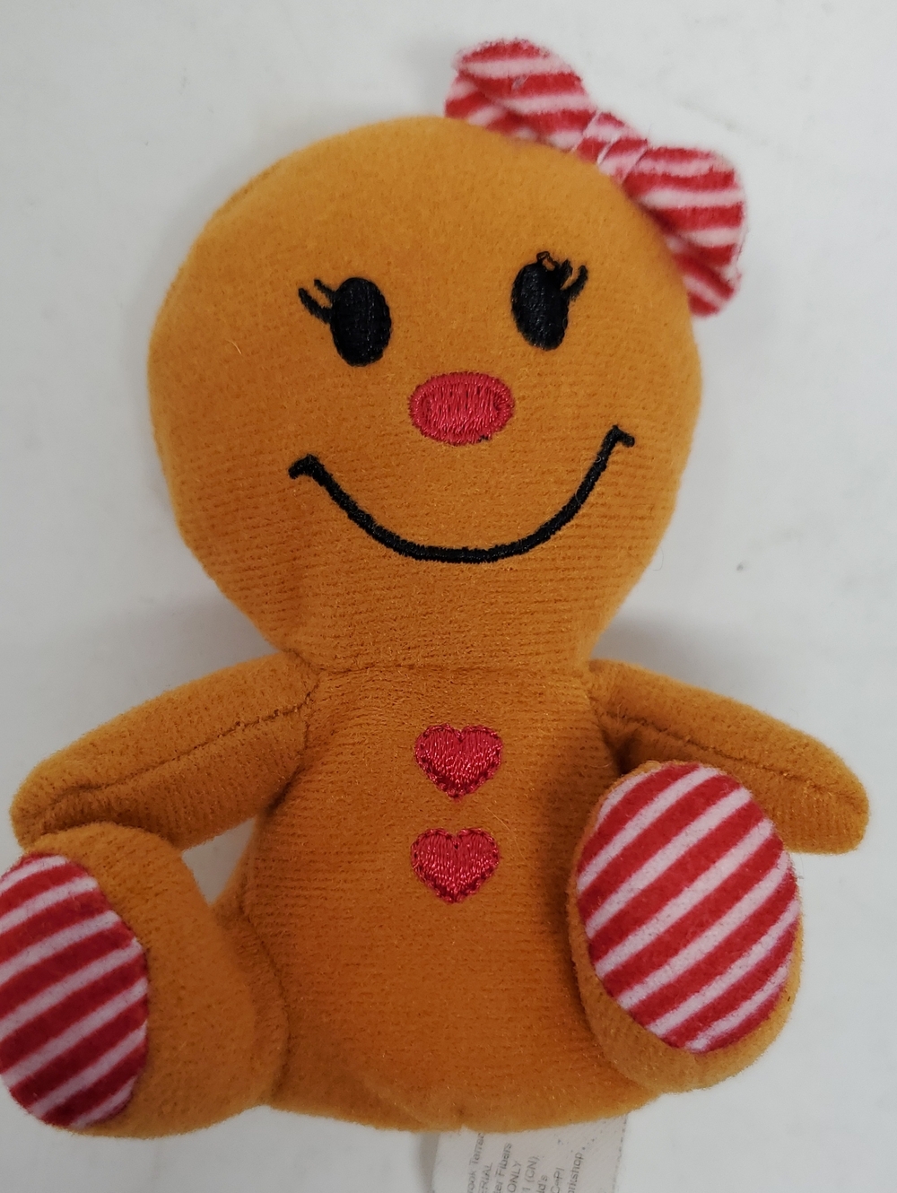 Build-A-Bear Orange Gingerbread Girl Plush with Red Striped Accents